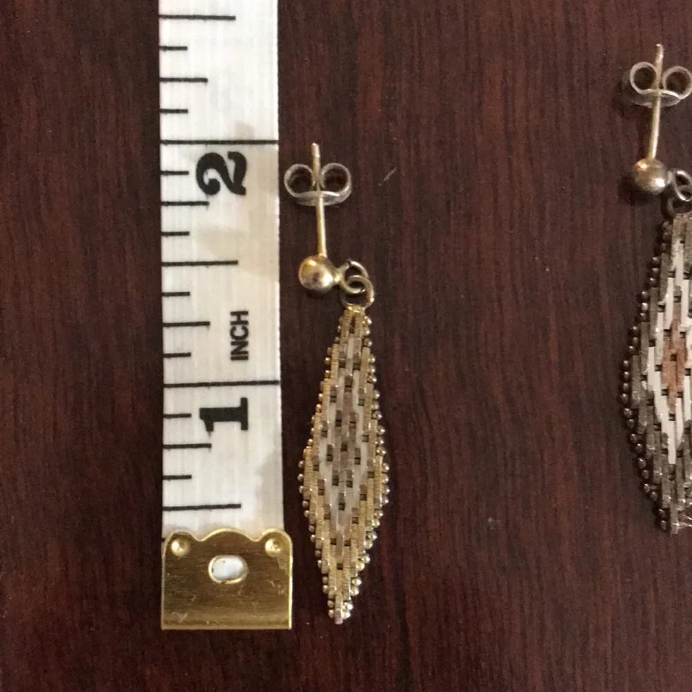 Woven Patterned Gold Tone Earrings - Picture 6 of 7
